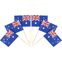 Vente en gros : Nouveaux mini-drapeaux australiens imprimés double face et décorations pour cupcakes sur bâtonnets de différentes nationalités