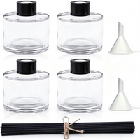 Bouteilles et pots diffuseurs de parfum en verre ronds de 50 ml, 100 ml, 150 ml, 200 ml pour la décoration d'huiles parfumées à domicile
