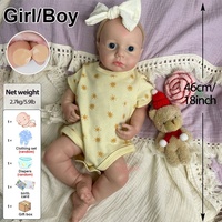Realistische, bezaubernde Vollsilikon-Reborn-Puppe mit echter Hauttextur, Sammlerstück, 18 Zoll, offene Augen, LOULOU, kuschelig, von Künstlern handbemalt, Bebe