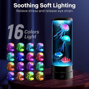 Lámpara de Medusas Eléctrica de Fantasía en Oferta, Redonda con 16 Colores Cambiantes, Luz Ambiental Relajante, Lámpara de Lava LED con Acuario de Medusas - Product Image 2