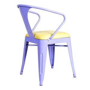 <span class=keywords><strong>Chaise</strong></span> de salle à manger industrielle vintage en métal peint avec <span class=keywords><strong>coussin</strong></span> en cuir PU pour restaurant, café, bistrot, patio, jardin - Product Image 3