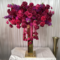 IFG Meilleures ventes Centre de table moderne en soie artificielle fuchsia rose vif avec rose suspendue sur la table Décoration de mariage
