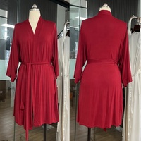 Peignoirs en modal extensible et doux à manches longues et col en V, 230 g/m², couleur unie, style kimono, confortables, respirants, courts, pour femmes, pour l'hiver