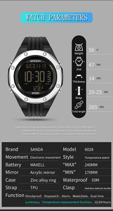 SANDA-reloj deportivo para hombre, cronógrafo Digital LED con termómetro ambiental, resistente al agua - Product Image 6
