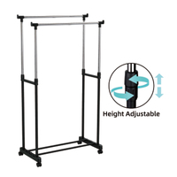 Support de séchage Wireking à double pôle en acier inoxydable noir armoire magasin de vêtements hauteur réglable rotatif affichage suspendu