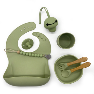 Großhandel Baby Silikon Neuankömmling Umwelt freundliche Baby Saugnapf Lätzchen und Schüssel Set mit Löffel Silikon Baby Fütterung sset - Product Image 3