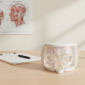 Modè<span class=keywords><strong>le</strong></span> d'anatomie de <span class=keywords><strong>la</strong></span> tête humaine transparent avec des vaisseaux sanguins codés par couleur pour l'enseignement de l'anatomie faciale - Product Image 2