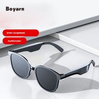 Boyarn Sun Lunettes de Soleil Intelligentes Rondes Surdimensionnées en Plastique Transparente pour Femmes et Hommes avec Fonction Musique