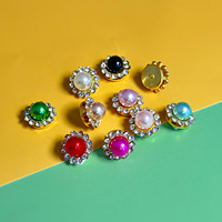 Qiao 12MM 100pcs rond tournesol diamant strass perle boucle couture strass pour accessoire de vêtement
