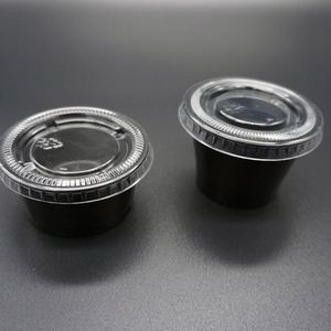 Gobelet à assaisonnement noir OEM personnalisé avec logo, en plastique transparent, 0,75 oz et 1 oz, pour promotion, fourni directement par l'usine - Product Image 5