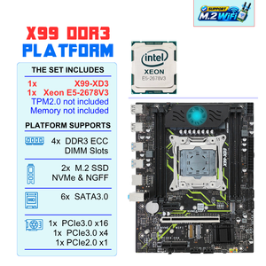 PANDL NUEVO Combo de Escritorio con Chipset X99 C612, Matx NVMe M2 WiFi6 Sata3.0 4X DDR3 ECC Ram, Kit de Placa Base <span class=keywords><strong>Intel</strong></span> <span class=keywords><strong>Xeon</strong></span> <span class=keywords><strong>E5</strong></span> <span class=keywords><strong>2678</strong></span> <span class=keywords><strong>V3</strong></span> X99 - Product Image 1