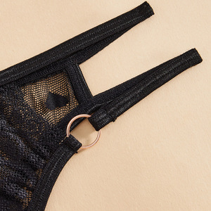 Ding Zhi Mei <b>Sexy</b> <b>Thong</b> Black Sheer Lace Low Rise Women's Lingerie Crotchless Insertable - Product Image 4
