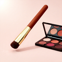 Pinceau correcteur de luxe à pointe ronde avec poils synthétiques et manche en plastique pour le maquillage du visage