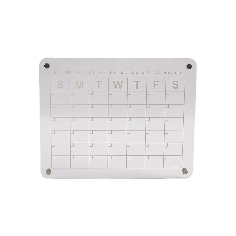 Tableau de notes acrylique transparent magnétique de vente chaude avec calendrier pour le bureau de l'école