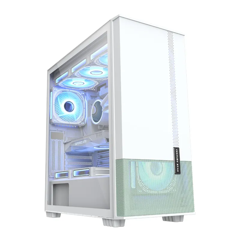Factory Custom Gaming Computer Cases EATX/ATX/M-ATX Mid Tower Case Mountable RGB Fans & Tempered Glass White PC Cases & Towers