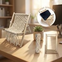 Kit de fabrication de porte-téléphone en macramé VOSAN pour enfants, chaise de plage beige, jouet éducatif de tricot manuel pour les enfants de 7 ans et plus
