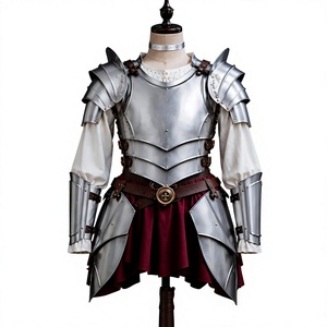 Costume de guerrier gothique en acier inoxydable plaqué argent, armure polie, tenue de protection intégrale du corps - Product Image 1