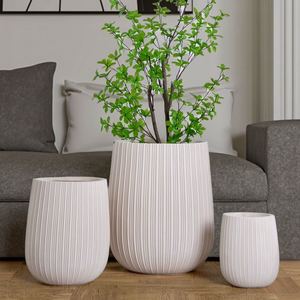 Macetas Grandes de Cerámica y Fibra de Arcilla para Decoración del Hogar, Jardín y Sala de Estar, Color Negro y Blanco Moderno, con Orificios de Drenaje, Impermeables, Venta al Por Mayor - Product Image 4