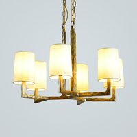 Industrialstyle Pendentif Lumière Artdynastie Style Américain Décor À La Maison Lampe Suspendue Lustre Moderne Laiton Antique avec Tissu De Luxe