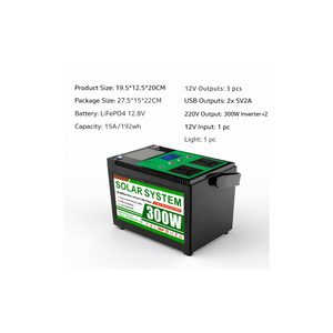 Portable Solar Power Station 300W With <b>Battery</b> Solar USB Output for Home <b>Backup</b> & Outdoor Camping C805-300W <b>Battery</b> Long - Product Image 4