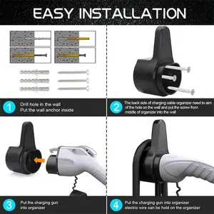 EV carregador titular parede conector coldre carro elétrico cabo organizador bocal doca montagem para Tesla tipo 2 GBT J1772 EVSE carregamento