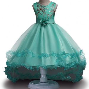 Robe de soirée élégante pour fille, robe de demoiselle d'honneur bleue à longue traîne, robe de princesse pour fille de 10 ans - Product Image 3