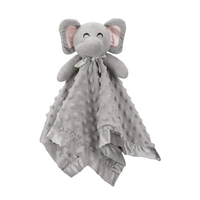 Couverture de sécurité en peluche personnalisée en gros, motif éléphant, grise, douce, pour bébé, cadeau unisexe pour tout-petit