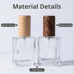 50ML <b>Perfume</b> Refill <b>Bottle</b> Portable 30ml square Glass <b>Spray</b> <b>Bottle</b> Replacement Empty <b>Bottle</b> with Walnut Wood Cao - Product Image 2
