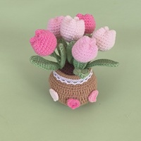 Pot de fleurs en crochet fait main transfrontalier, motif tulipe et tournesol, cadeau créatif, décoration d'intérieur