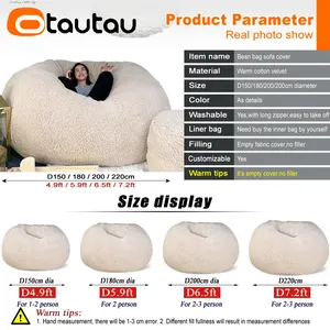 OTAUTAU Housse de <span class=keywords><strong>pouf</strong></span> <span class=keywords><strong>géant</strong></span> King Size sans rembourrage, douce et moelleuse, pour fauteuil <span class=keywords><strong>pouf</strong></span>, canapé, siège d'angle au sol, futon DD007 - Product Image 3