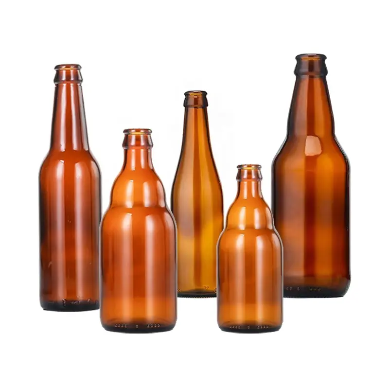 Atacado Garrafas de vidro para cerveja 330ml 500ml Garrafas de cerveja vazias Amber Clear Custom Beer bottle