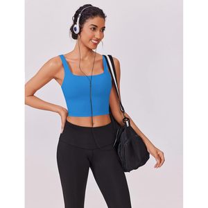 Sujetador deportivo para mujer, de impacto ligero, sin aros, largo, con almohadillas extraíbles, cuello cuadrado, para fitness, yoga, correr, spandex, poliéster, A D - Product Image 4