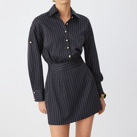 Robe chemise à rayures verticales Joydressing pour femme, boutonnée, manches retroussables, mini-robe de bureau, vente en gros OEM ODM