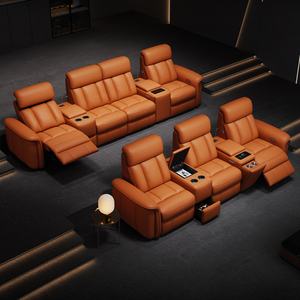 Sofá Reclinable Eléctrico de Cuero <span class=keywords><strong>Naranja</strong></span> Moderno para Cine en Casa, Sala de Estar y Sala Multimedia, Sofás Reclinables Eléctricos para Cine - Product Image 2