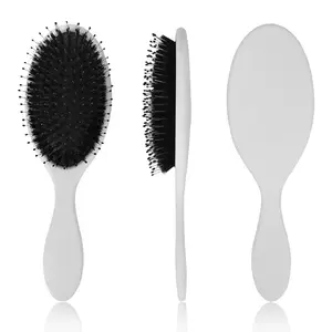 Finition en caoutchouc brosse à cheveux ovale en plastique douce au toucher brosse à cheveux en poils de sanglier coussin brosse à cheveux pour la coiffure