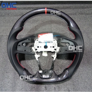 Volante in Vera Fibra di Carbonio Disponibile negli USA per <span class=keywords><strong>Honda</strong></span> Civic 10a Gen Fk8 Type R 2016-2021 con Impugnatura in Pelle Traforata - Product Image 4
