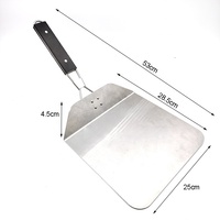 Spatule à pizza pliante en acier inoxydable, manche en bois, transfert de steak, spatule à gâteau ronde