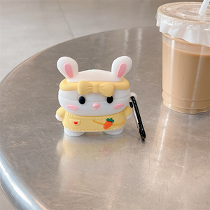 Étui pour écouteurs Apple AirPods 4 Pro 3 en silicone 3D mignon en forme de lapin avec nœud, coque de protection antichoc en caoutchouc motif dessin animé carotte - Product Image 5