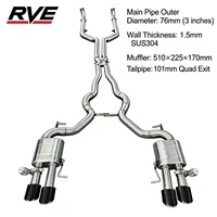 Échappement Catback pour BMW M5 F10 M6 F06 F12 F13 S63 4.4T V8, silencieux Axleback, commande à distance, acier inoxydable 1,5 mm, poli miroir