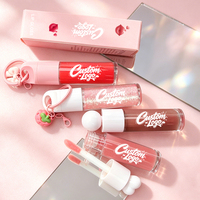 Gloss à lèvres liquide aux herbes, 151 couleurs, avec breloque mignonne et porte-clés, longue tenue, brillant, marque privée, logo personnalisé