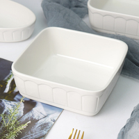 Ensemble de bols à pâtes ovales et rectangulaires, vaisselle de cuisine personnalisée, en relief de céramique blanche, 24 pièces