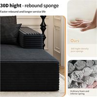 96 Zoll Modernes L-förmiges Modulares Cloud-Ecksofa aus Plüsch-Cord mit Tiefsitz für Apartment und Hotel, Keine Montage Erforderlich, für Wohnzimmer und Schlafzimmer