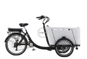 Tricycle électrique à trois roues à chargement frontal, nouveau modèle OEM, pour adultes, avec caisse en bois, <span class=keywords><strong>remorque</strong></span> de transport pour vélo électrique - Product Image 2