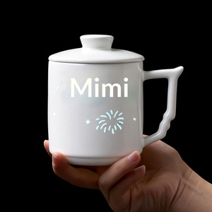 Tasse à thé en porcelaine exquise avec motif de feux d'artifice colorés, tasse en céramique Jingdezhen, tasse de bureau avec couvercle et filtre, tasse à thé avec séparation du thé - Product Image 4