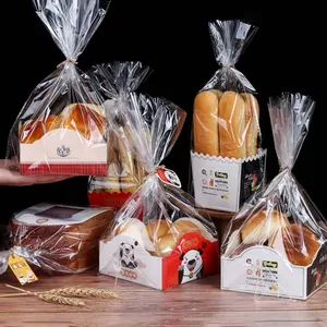 Toast bread baking packaging bags with paper tray pineapple bag breakfast croissant OPP bag bread packaging set