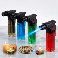 Briquet torche au butane rechargeable coupe-vent en plastique pour camping et barbecue, idéal pour cigarettes et cigares - Vente en gros