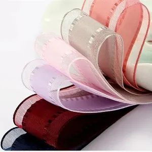 Customizable Free Sample 1.5 CM gifts Snow yarn Organza printing ribbon