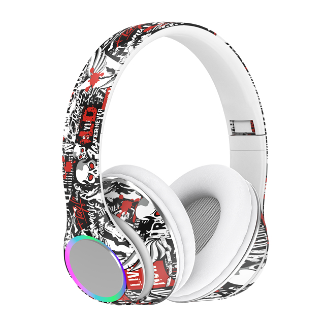 Customizable Logo Pattern Hydrographics Transfer Printed Leather Over-ear Wireless for Ear Headphones Mobile Phone