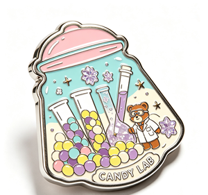Candy Lab Enamel <b>Pin</b> Resin Alloy Cartoon Jar <b>Badge</b> Purple Yellow Pink Lapel <b>Pin</b> Gift Decor - Product Image 3