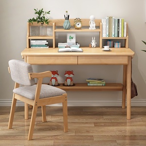 <span class=keywords><strong>Escritorio</strong></span> de Madera Maciza con Estantería, Estilo Nórdico para Niños y Niñas, Apto para Apartamentos Pequeños, <span class=keywords><strong>Escritorio</strong></span> de Estudio para Dormitorio de Estudiantes, <span class=keywords><strong>Escritorio</strong></span> de Oficina - Product Image 1